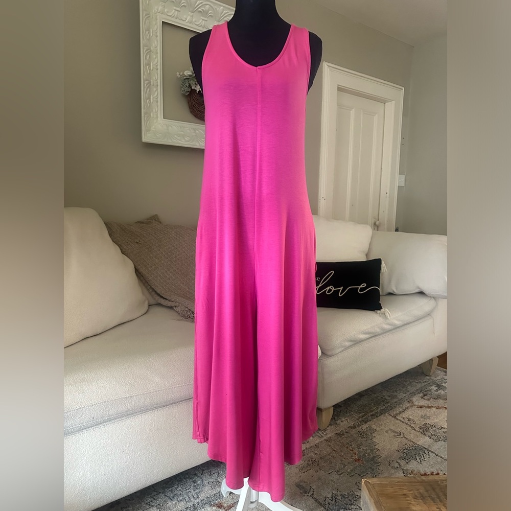 NWT DOKOTOO Barbie Pink Boho Tank Wide-Leg One Piece Romper Jumpsuit Size S